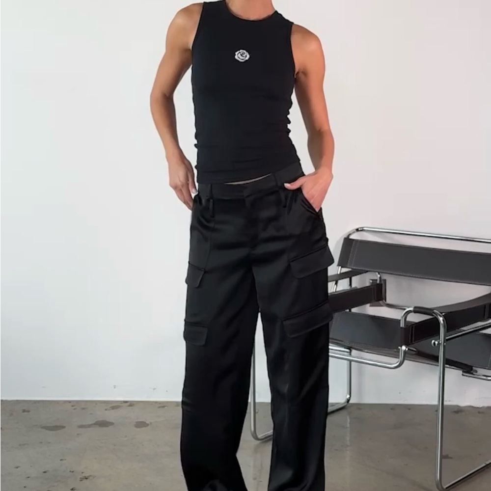 The Noli Shop Milan Satin Black Cargo Pants- brand new with out tags💕 So sleek!